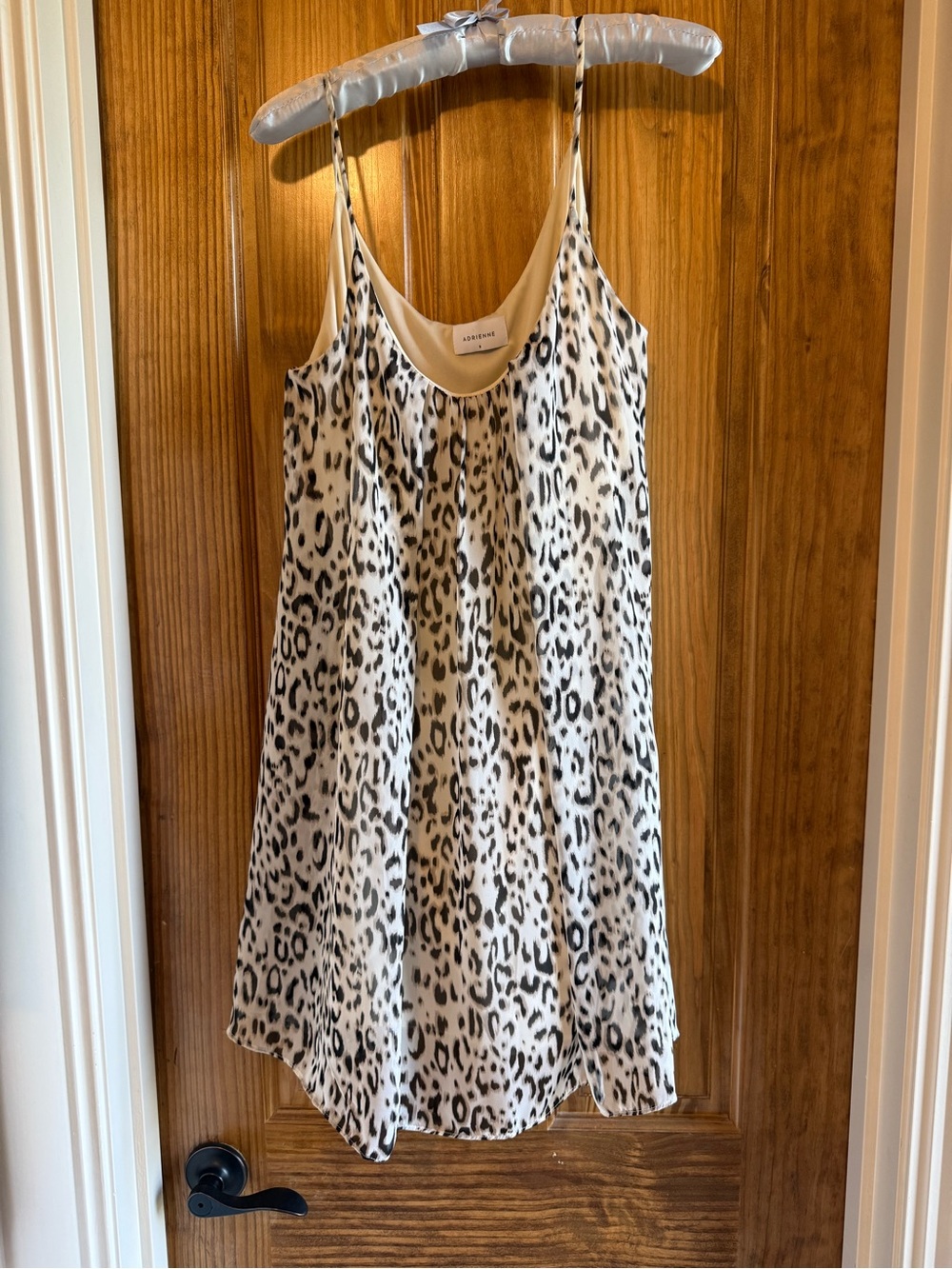 Adrienne Cream and Black Leopard Print Slip Dress